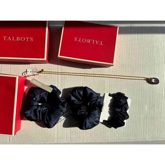 4/ $38 !NWT Talbots Womens Jewelry Necklace &3 Silk Scrunchie Pony Ties W/BOX main image 15